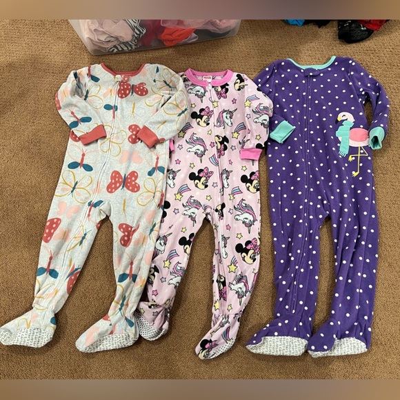 Carter's Bundle of 3 Purple and Pink Footie One Pieces Soft Pajamas Size 3T - Picture 1 of 7